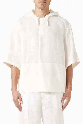 Hooded Popover Shirt in Linen