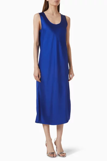 Scoop-neck Midi Dress in Satin