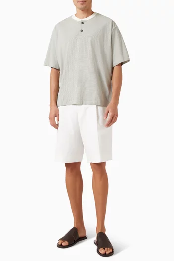 Henley T-Shirt in Striped Cotton
