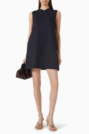V-neck Boxy Mini Dress in Linen