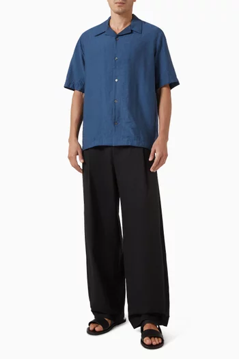Camp Collar Jacquard Shirt in Linen
