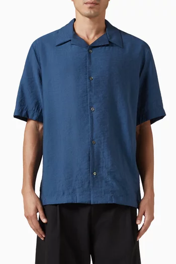 Camp Collar Jacquard Shirt in Linen