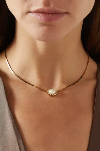 1980s Faux Pearl Necklace in Gold-plated Metal