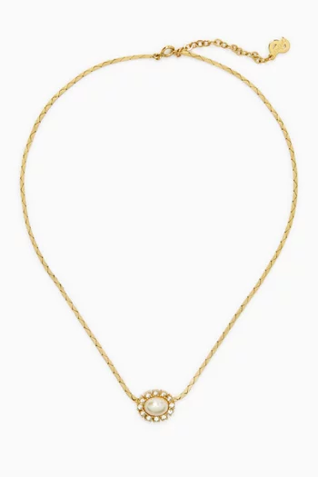 1980s Faux Pearl Necklace in Gold-plated Metal