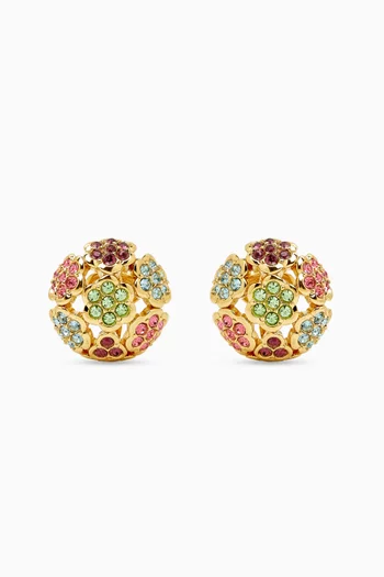 1980s Vintage Swarovski Clip-on Earrings in 22kt Gold-plated Metal