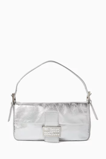 2000s Crystal Baguette Shoulder Bag in Lambskin Leather