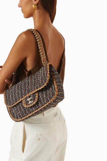 2010s St. Tropez Large Flap Shoulder Bag in Tweed