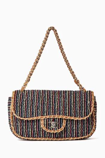 2010s St. Tropez Large Flap Shoulder Bag in Tweed
