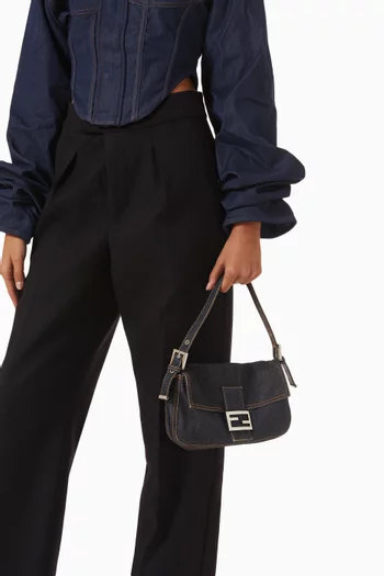 90s Baguette Shoulder Bag in Denim