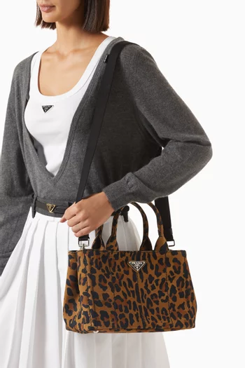 2010s Small Canapa Tote Bag in Leopard-print Canvas