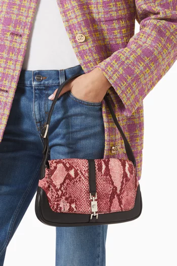 Small Snake-print Jackie Bag in Canvas & Leather