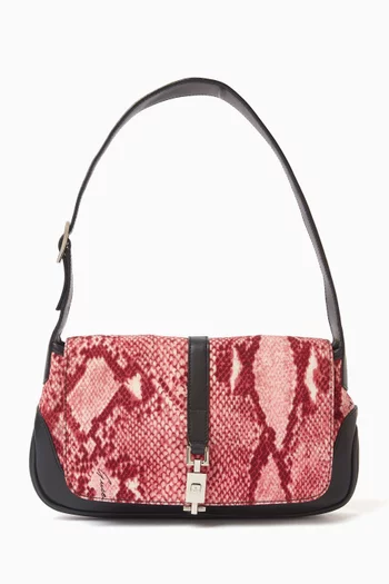 Small Snake-print Jackie Bag in Canvas & Leather