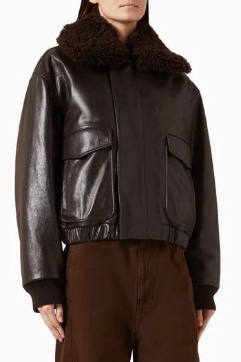 Pilot Blouson Jacket in Shiny Cow Leather