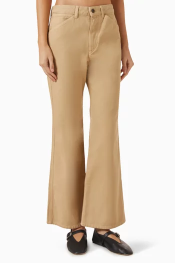 Flared Pants in Heavy Garment-dyed Broken Twill