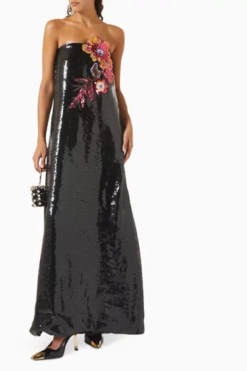 Sequin Strapless Dress in Organza
