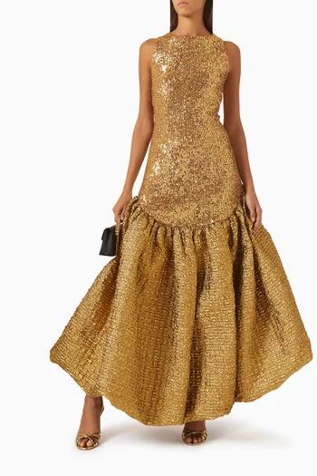 Sequin Bubble-skirt Gown