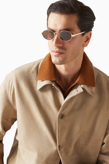 Poseidon Deux Oval Sunglasses in Metal