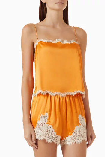 Loure Lace-trim Top in Satin