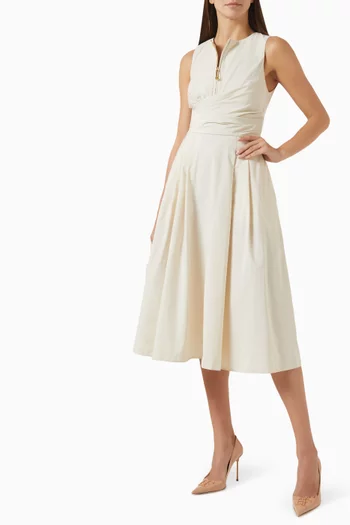 Draped Volume Midi Dress in Taffeta