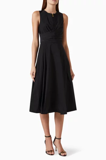 Draped Volume Midi Dress in Taffeta