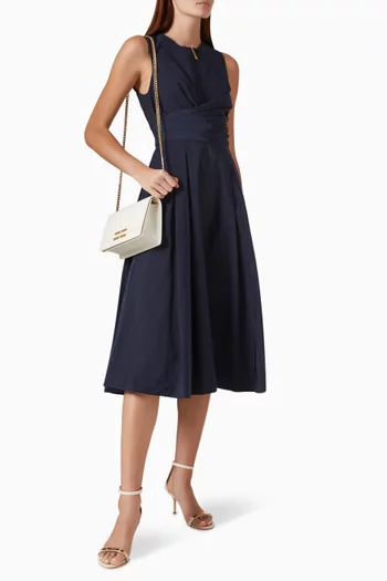Draped Volume Midi Dress in Taffeta