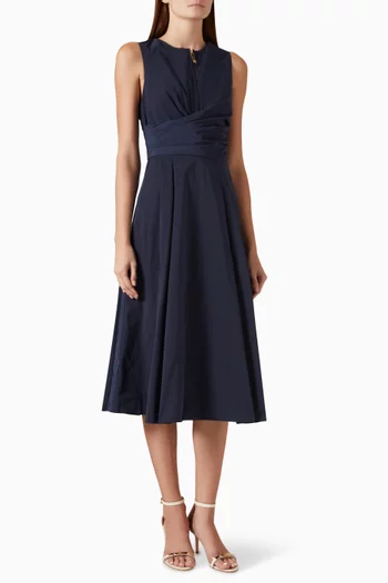 Draped Volume Midi Dress in Taffeta
