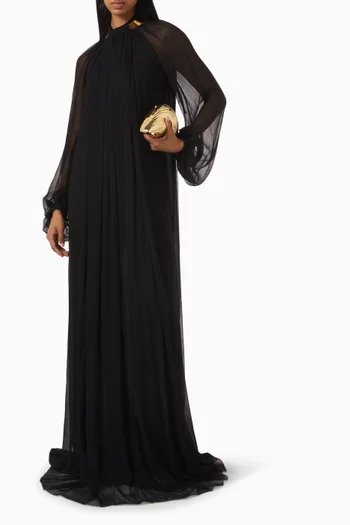 Jewel Collar Maxi Dress in Crepe