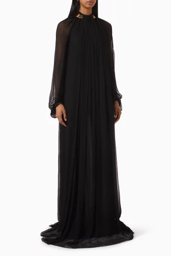 Jewel Collar Maxi Dress in Crepe