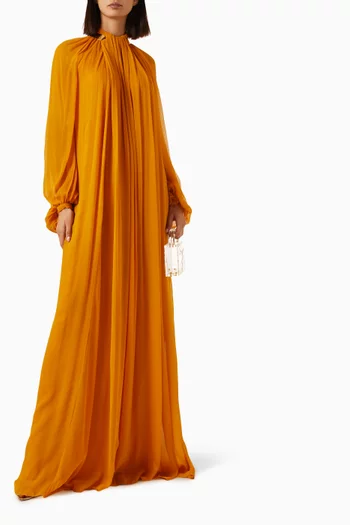 Jewel Collar Maxi Dress in Crepe