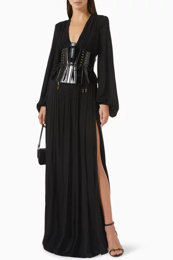 Bustier-belt Dress in Lamé-effect Jersey
