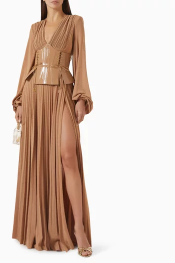 Bustier-belt Dress in Lamé-effect Jersey