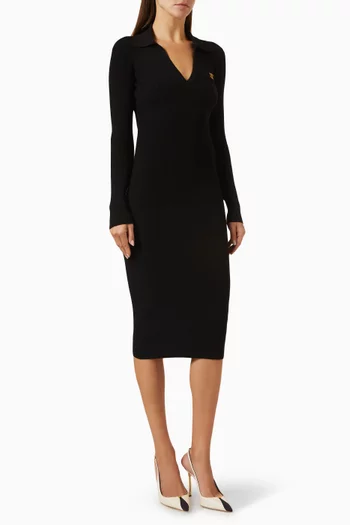 Logo Plaque Midi Dress in Knit