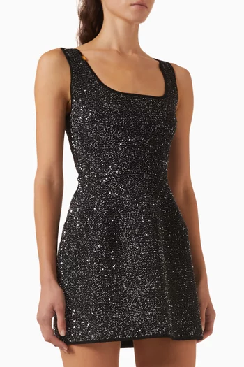 Sequin-embellished Knit Mini Dress