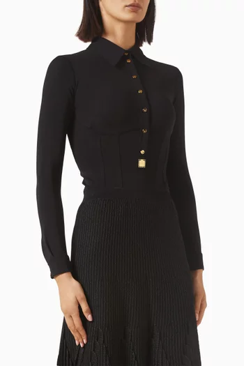 Corset Shirt Bodysuit in Crepe Jersey