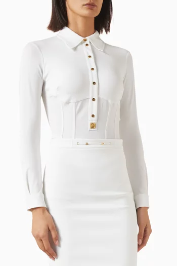 Corset Shirt Bodysuit in Crepe Jersey