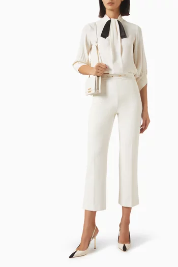 Ribbon-tie Blouse in Crepe