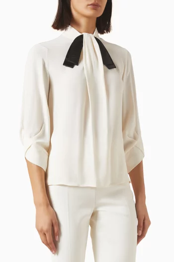Ribbon-tie Blouse in Crepe