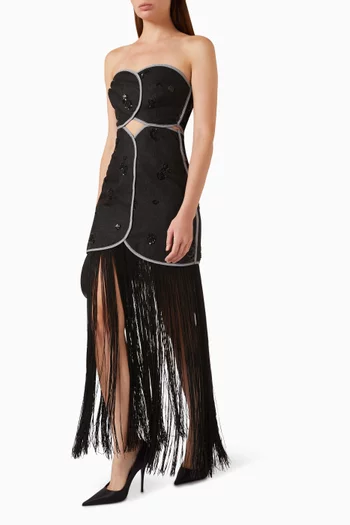 Joaquina Fringe Dress in Cotton