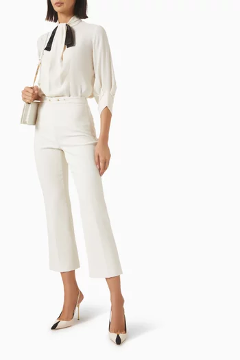 Crop Flared-leg Pants in Double-layer Crepe