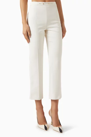 Crop Flared-leg Pants in Double-layer Crepe