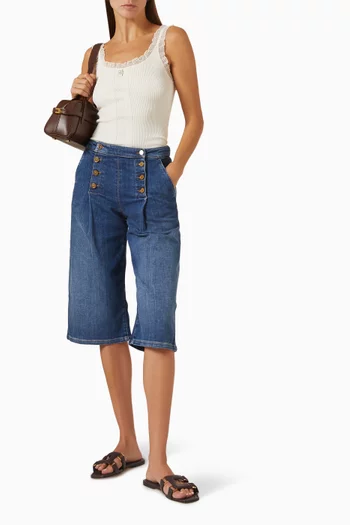 Cropped Bermuda Shorts in Denim
