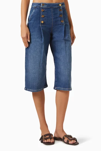 Cropped Bermuda Shorts in Denim