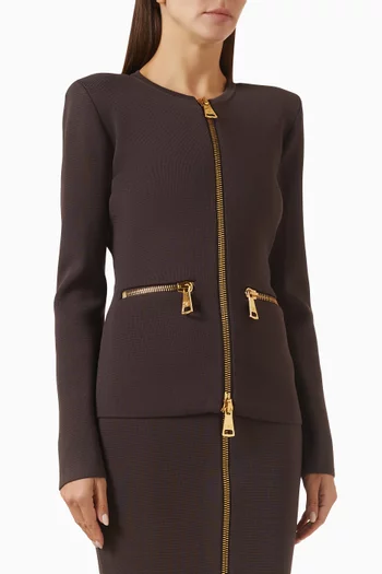 Zip-detail Cardigan in Milano-knit