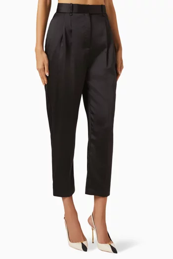 Cropped Tapered Pants in Satin