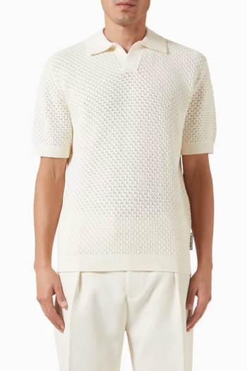 Conrad Open Knit Polo T-shirt in Cotton