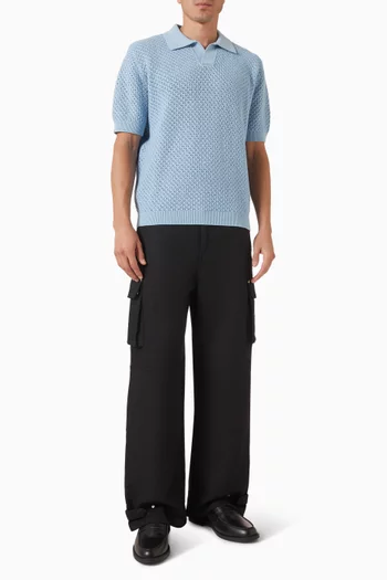 Conrad Open Knit Polo T-shirt in Cotton