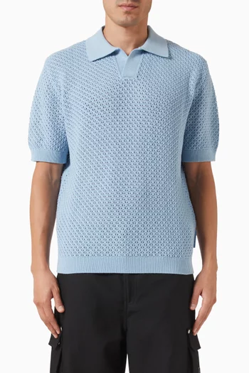 Conrad Open Knit Polo T-shirt in Cotton