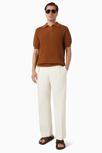 Conrad Open Knit Polo T-shirt in Cotton