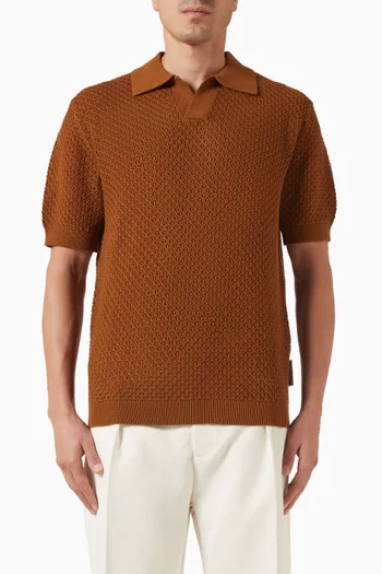 Conrad Open Knit Polo T-shirt in Cotton