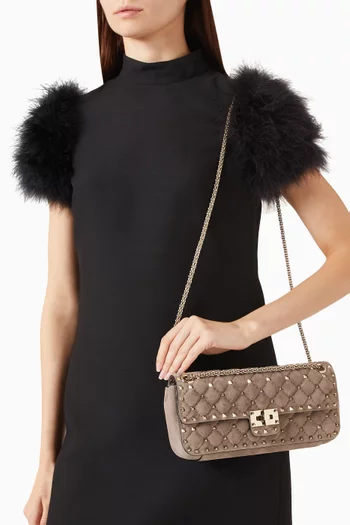 Medium Rockstud Spike Shoulder Bag in Suede